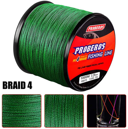Braided Fishing Line 4 Strands Stronger Multifilament PE Braid Wire4.0#40LB 500m
