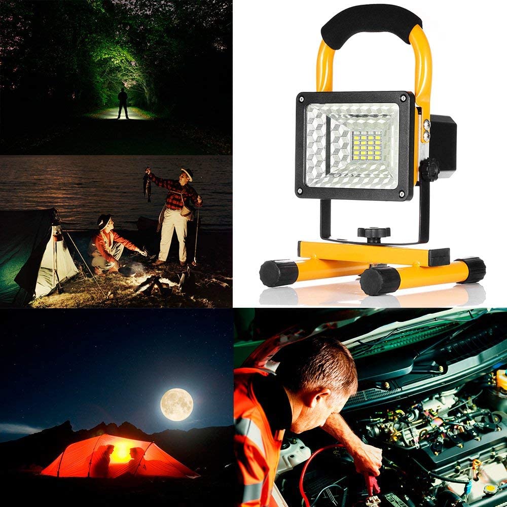 Rechargeable Portable LED Work Light with Stand,24LEDs,30W, Waterproof