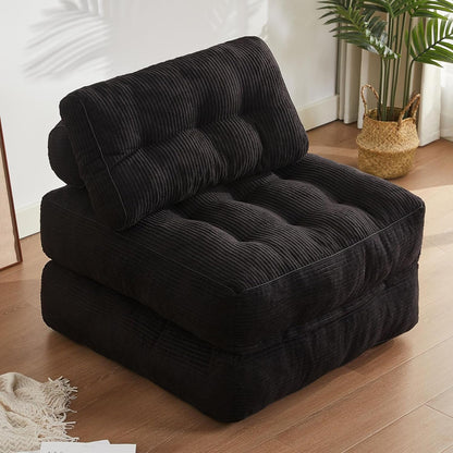 35.4x33.5 Inch Floor Pillow, Large Round Floor Cushion with Removable Washable Cover - Ultra Soft Plush Filling for Adults, Kids, Lounge, Bedroom, Reading Nook, Meditation, Corduroy, Black