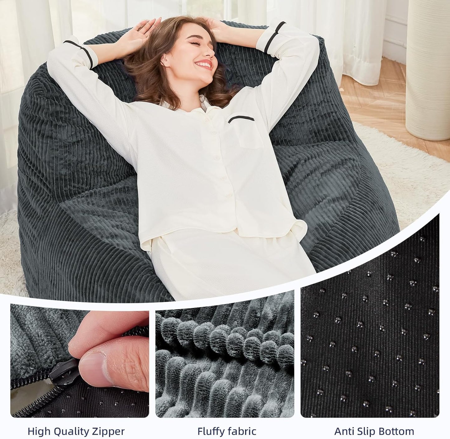 Corduroy Memory Foam Sofa with Wide Backrest NAVY