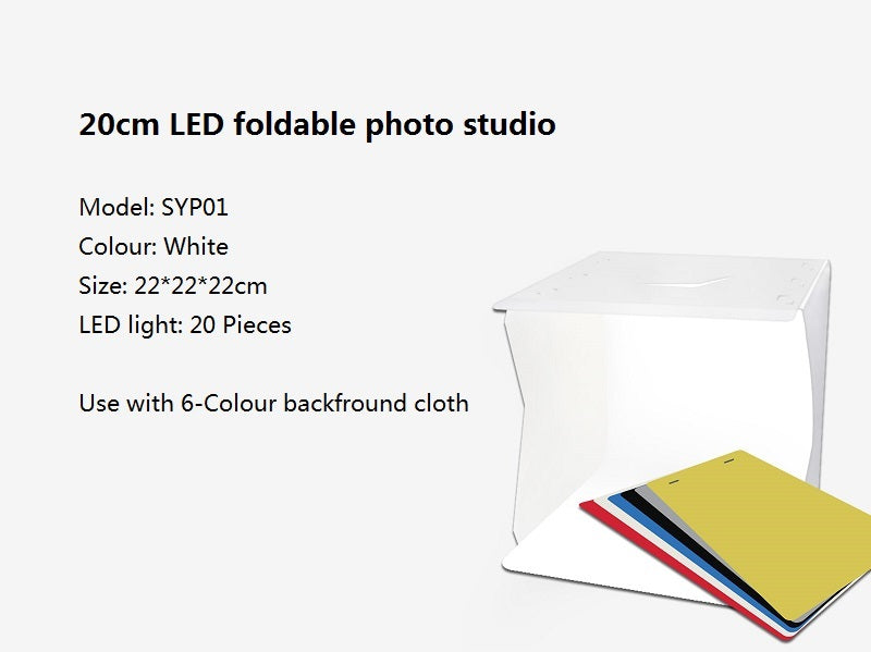 20cm PVC Foldable Photography STUDIO LED Light Tent, Small