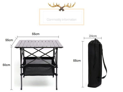Portable Folding Table Tea Picnic Camping Barbecue Square Table 55X55X50