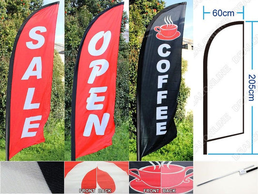 COFFEE - Commercial Feather Banner Flag Set 3m with Ground Drill