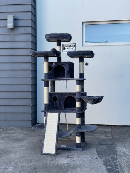 Cat Tree House Scratching Post Condo - 162CM DARK GREY
