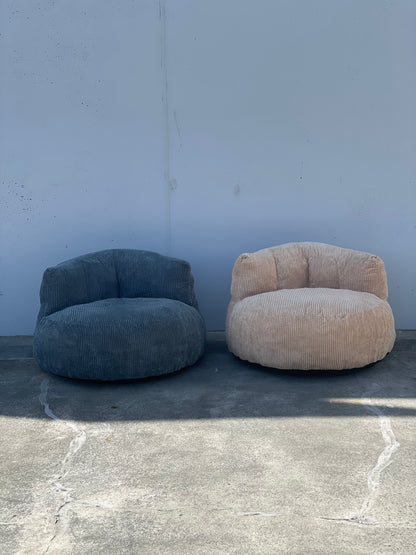 Corduroy Single Sofa with Wide Backrest DARK GREY