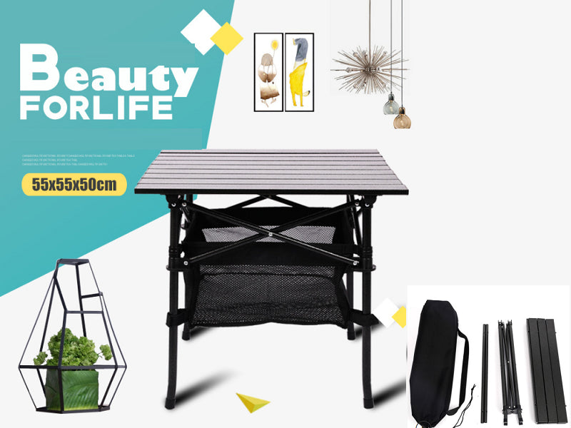 Portable Folding Table Tea Picnic Camping Barbecue Square Table 55X55X50