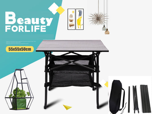 Portable Folding Table Tea Picnic Camping Barbecue Square Table 55X55X50