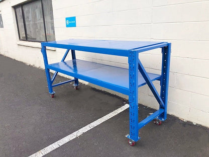 Blue Movable WorkBench / 4 Wheels / 101x200x60CM