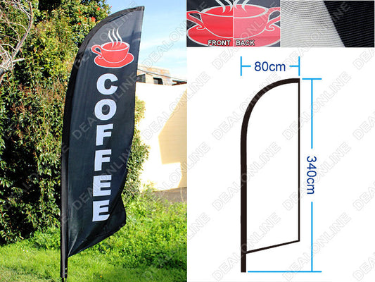 COFFEE Commercial Feather Banner Flag Set sign 4m with Ground Drill