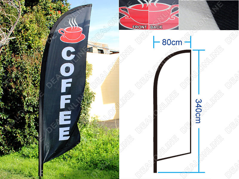 OPEN Commercial Feather Banner Flag Set OPEN sign 4m with Ground Drill