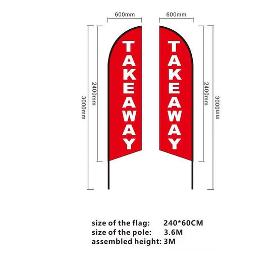 'TAKEAWAY' 3.4m Ground Drill/SET Commercial Feather Banner Flag