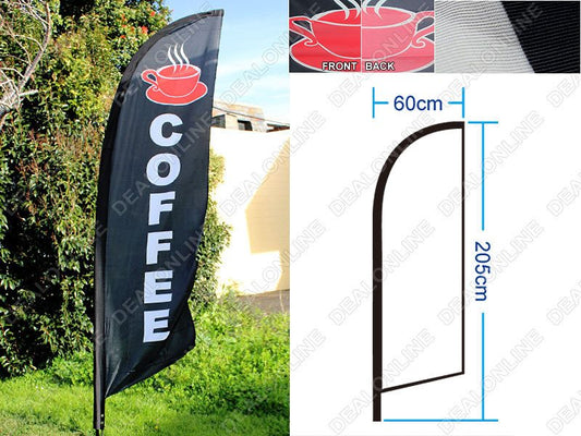 COFFEE Commercial Feather Double sided Banner Flag sign 3m
