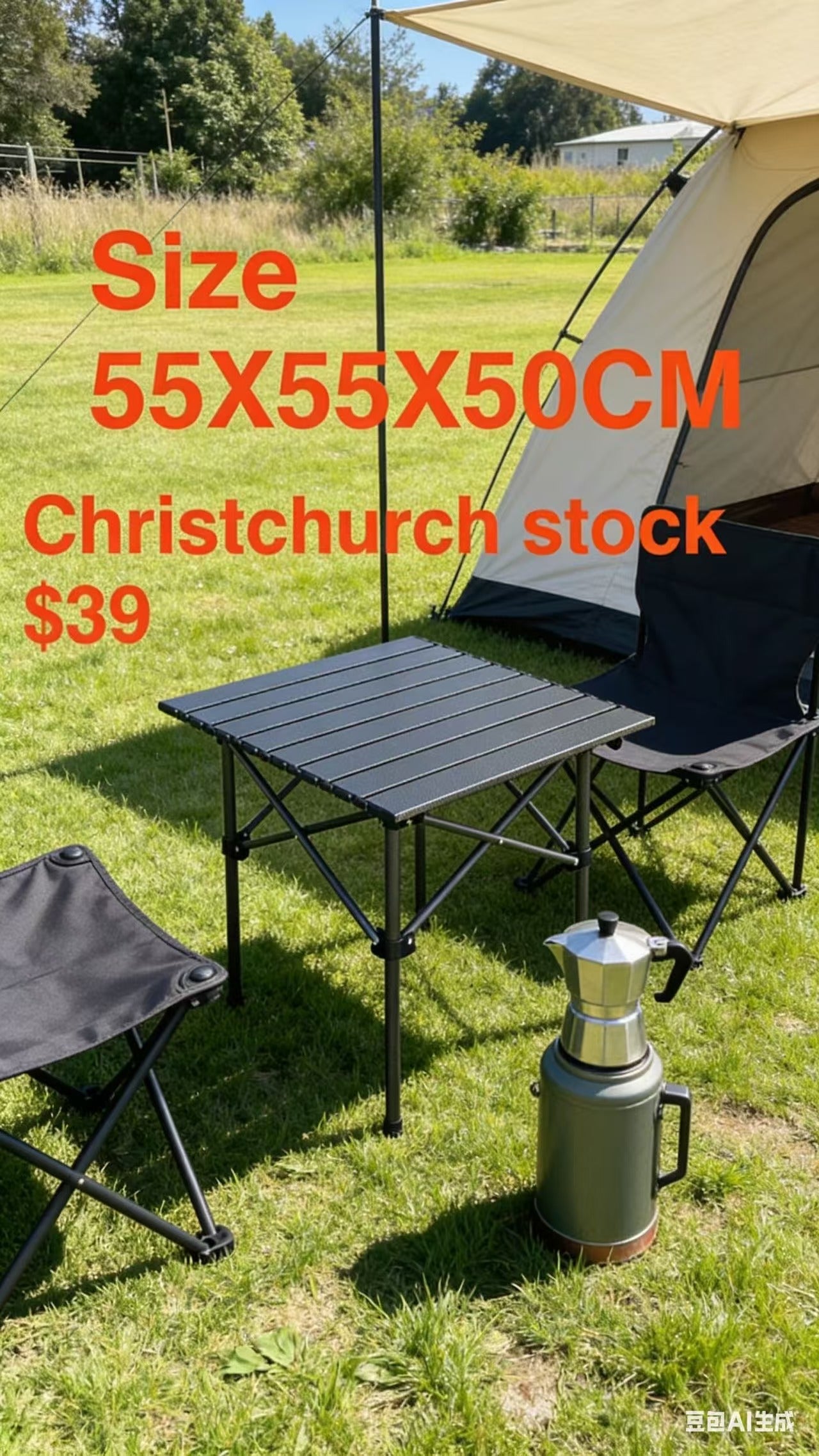 Portable Folding Table Tea Picnic Camping Barbecue Square Table 55X55X50